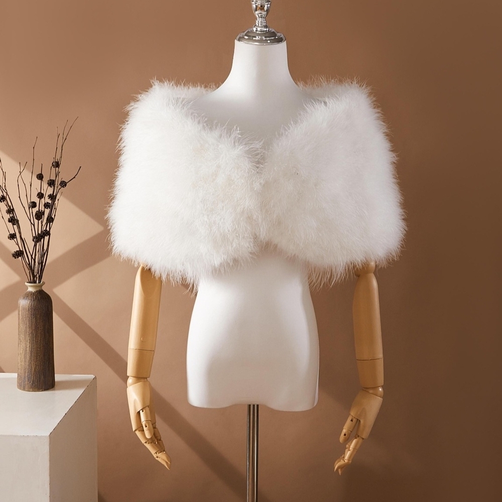 Elegant White Faux Fur Shawl